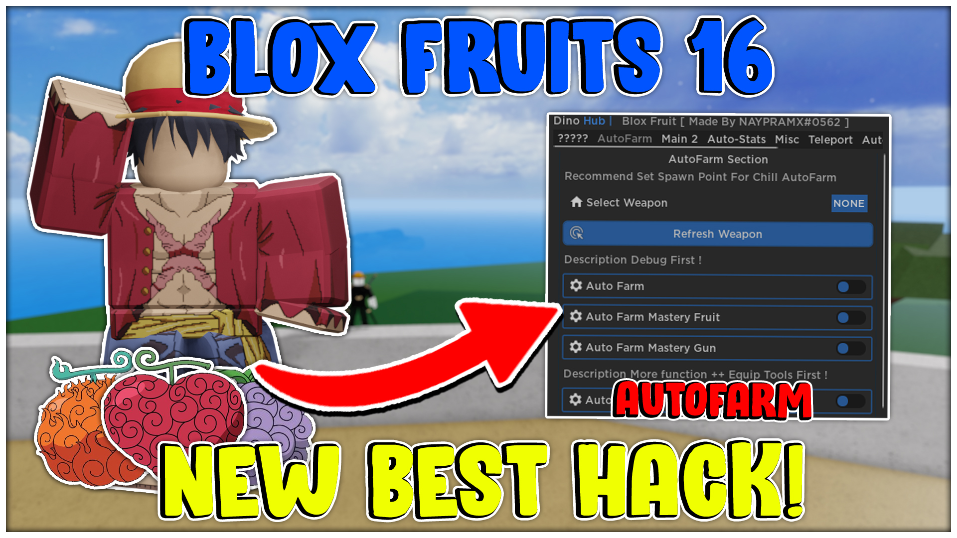 Blox Fruits 16 Dino Hub BEST ROBLOX SCRIPTS